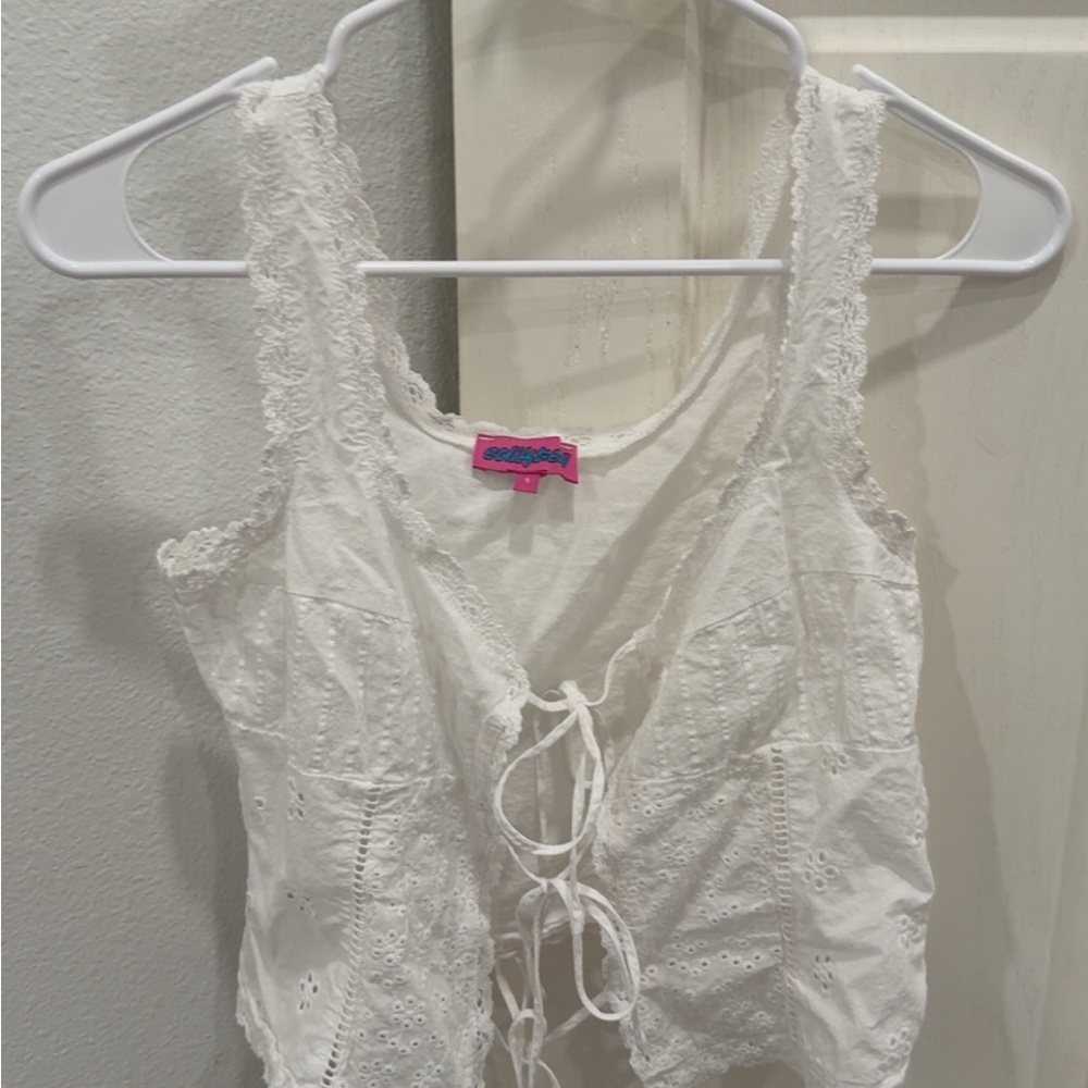Edikted White Lace-Up Tank Top